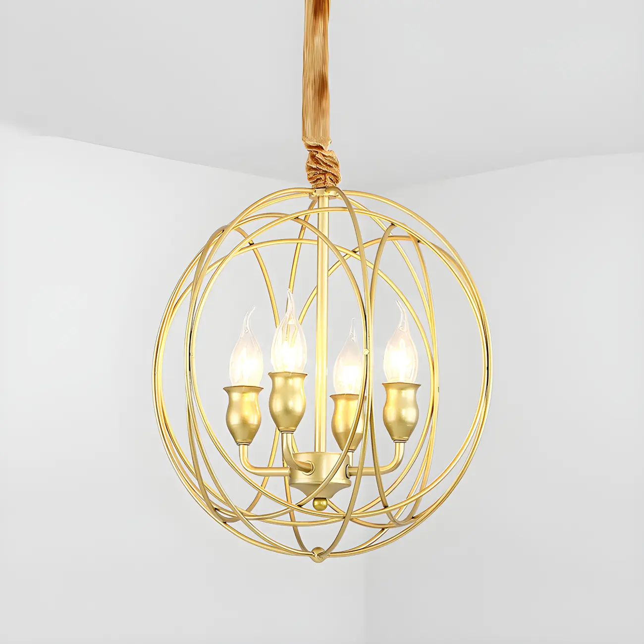 Black Metal Sphere Orb Modern Chandelier Light