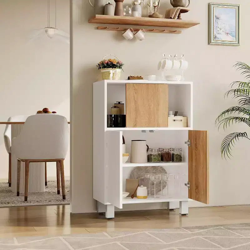 Buffet Sideboard Cabinet with Storage, Cabinets with Sliding Barn Door, Adjustable Shelves, Storage Cabinet for Entryway Dining Living Room