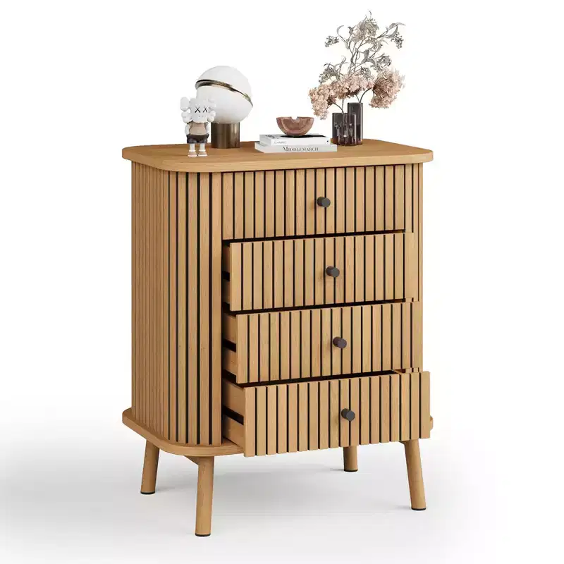Fluted 4 Drawers Dresser, Tall Modern Chest of Drawers, Bedroom Dressers with Drawers