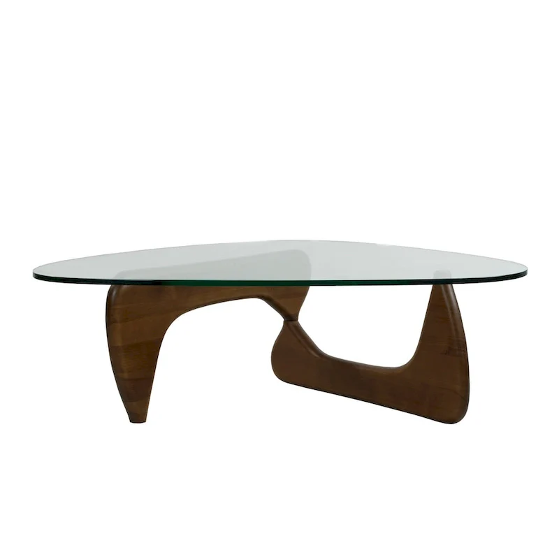 Mid-Century Modern Triangle Tempered Glass Coffee Table