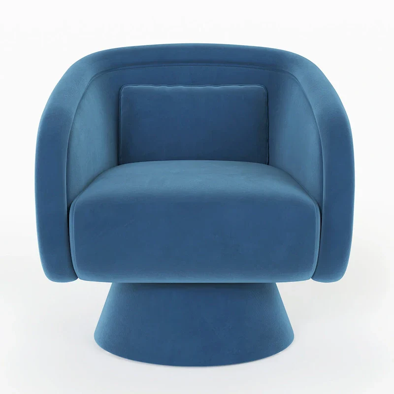 Nailhead Swivel Barrel Chair