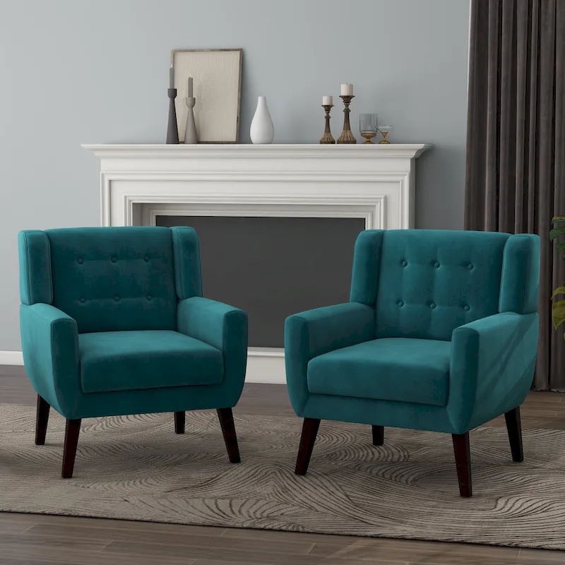 Velvet Upholstered Armchair Tufted Accent Chairs Set of 2