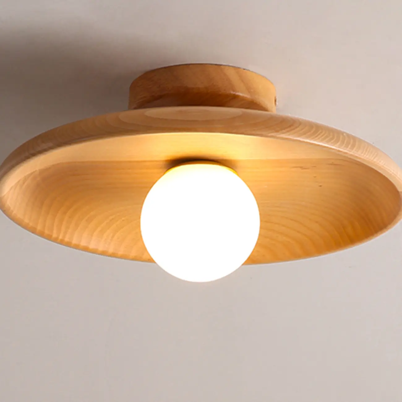 Vintage Solid Wood Semi-Flush Ceiling Light for Entryway