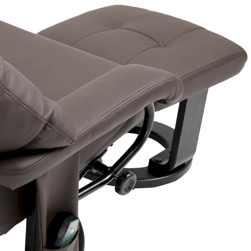 360 Swivel Massage Recliner Chair PU Leather Lounge Chair with 145 Recline, Footrest, Remote Control and Side Pocket