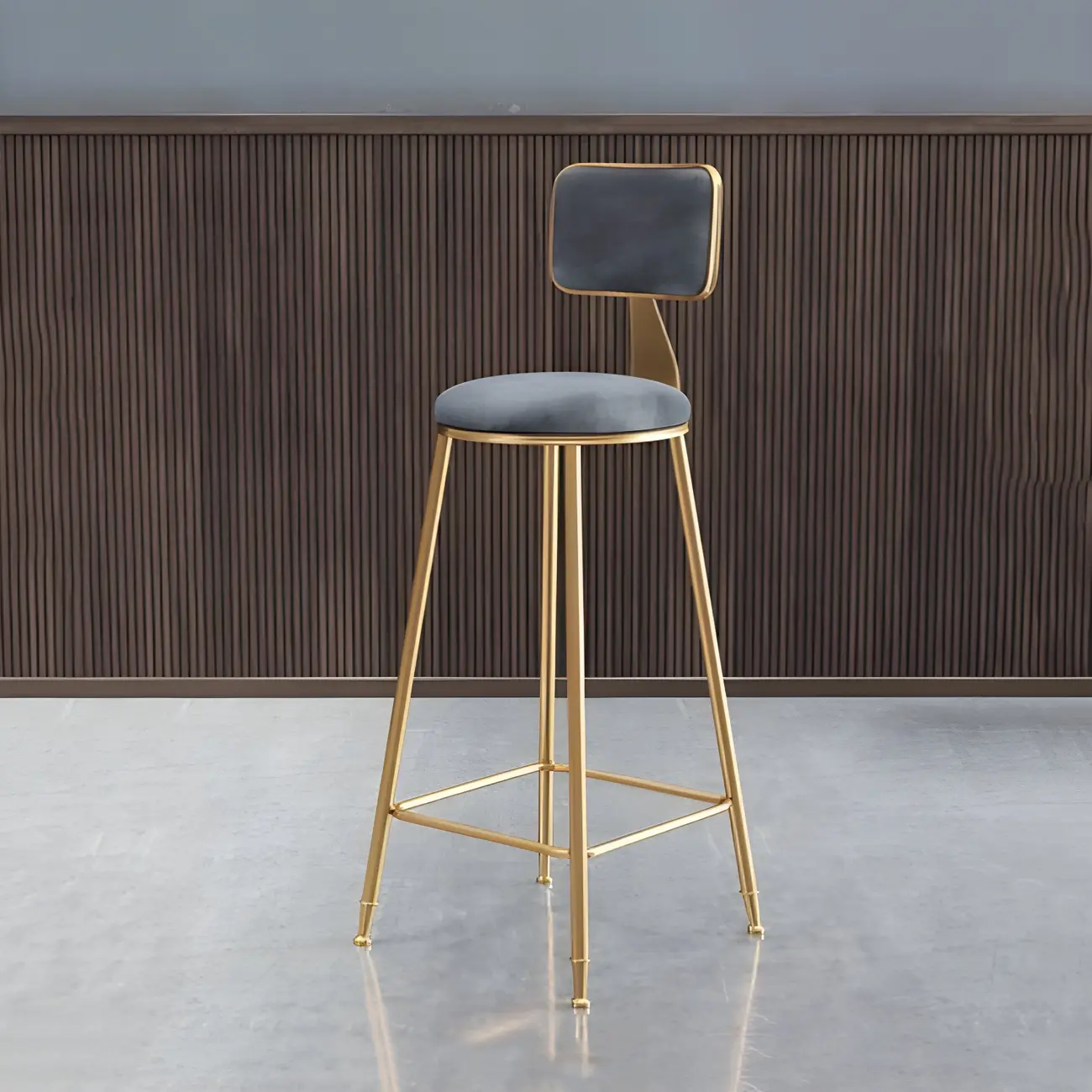 Round Velvet Upholstered Counter Bar Stools