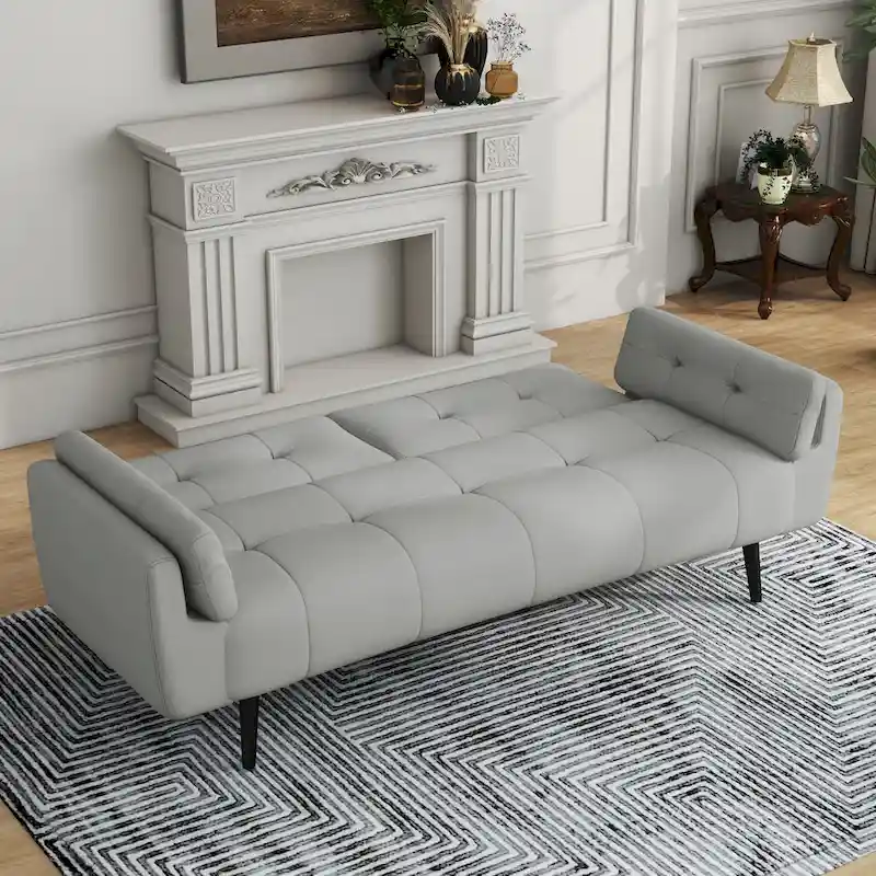 75 Convertible Sleeper Futon Sofa Bed With Adjustable Tufted Back