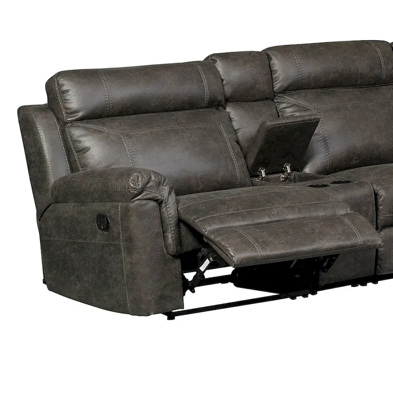 Nicole Reclining Faux Leather Upholstered Sectional Sofa