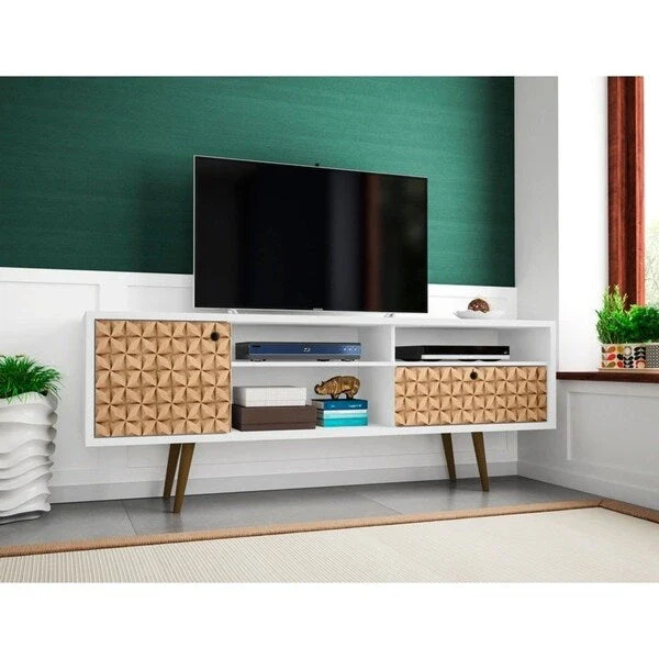 Liberty 70.86 In. Mid Century Modern 4 Shelf TV Stand