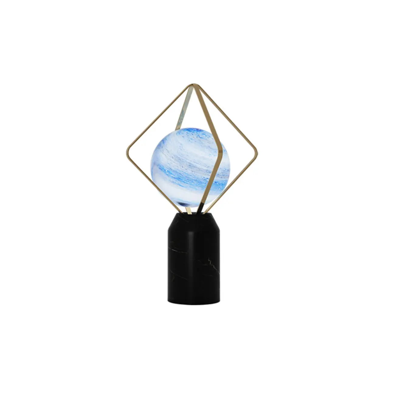 Elegant Plug-In Globe Stone and Glass LED Table Lamp