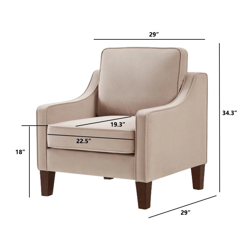 Modern Velvet Upholstered Accent Chair Single Sofa Armchair