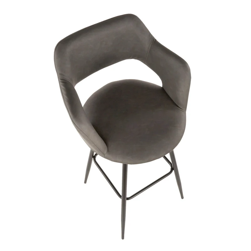 Faux Leather Bar Stools (Set of 2) - N/A