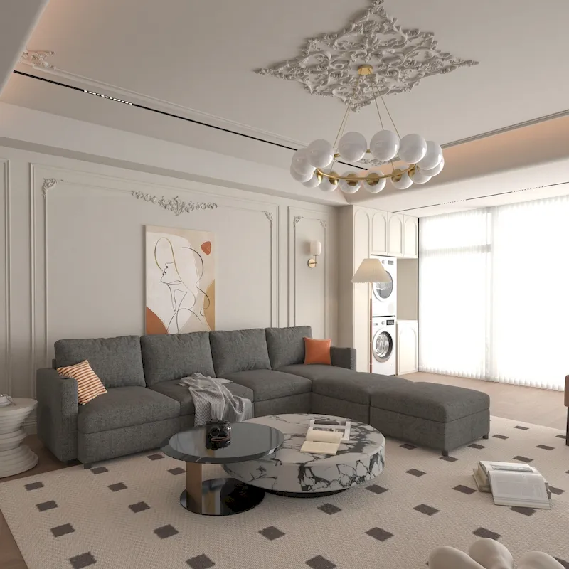 Grey 123 U-Shaped Modular 4-Seat Sectional Sofa with Storage Ottomans