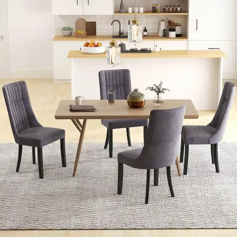 Costway Channel Tufted Dining Chairs Set of 2/4 with High Backrest