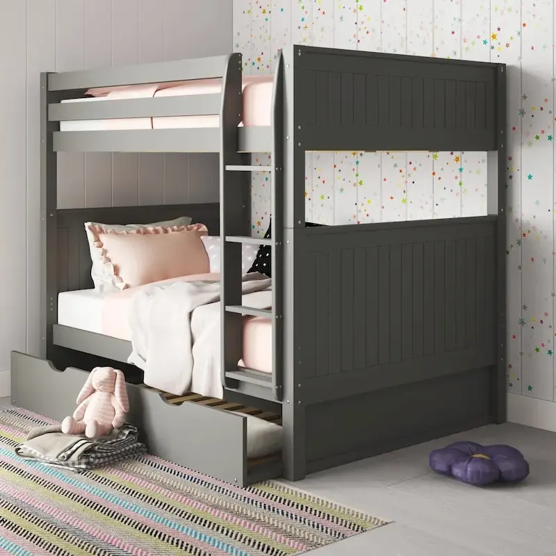 Camaflexi Full over Full Bunk Bed with Twin Trundle - Panel Headboard