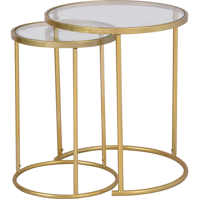 FirsTime & Co. Stark Gold Nesting End Table 2-Piece Set, American Crafted, Gold, Metal, 18 x 18 x 21 in