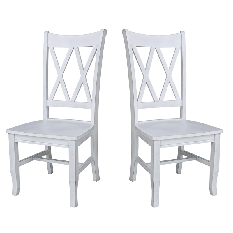 Double X-Back Solid Wood Chairs - Set of Two