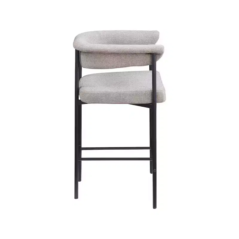 Meridian Furniture,Malin Taupe Linen Textured Fabric Counter Stool, Set of 2