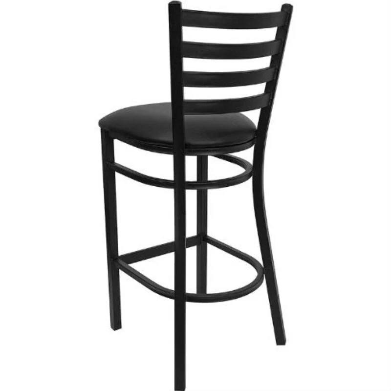 Black Metal Ladder-Back Restaurant Style Bar Stool - 17 x 18 x 42.2 inches