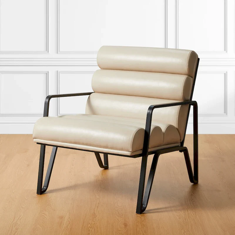 26.75W Modern Comfy PU Leather Accent Chair with Metal Frame