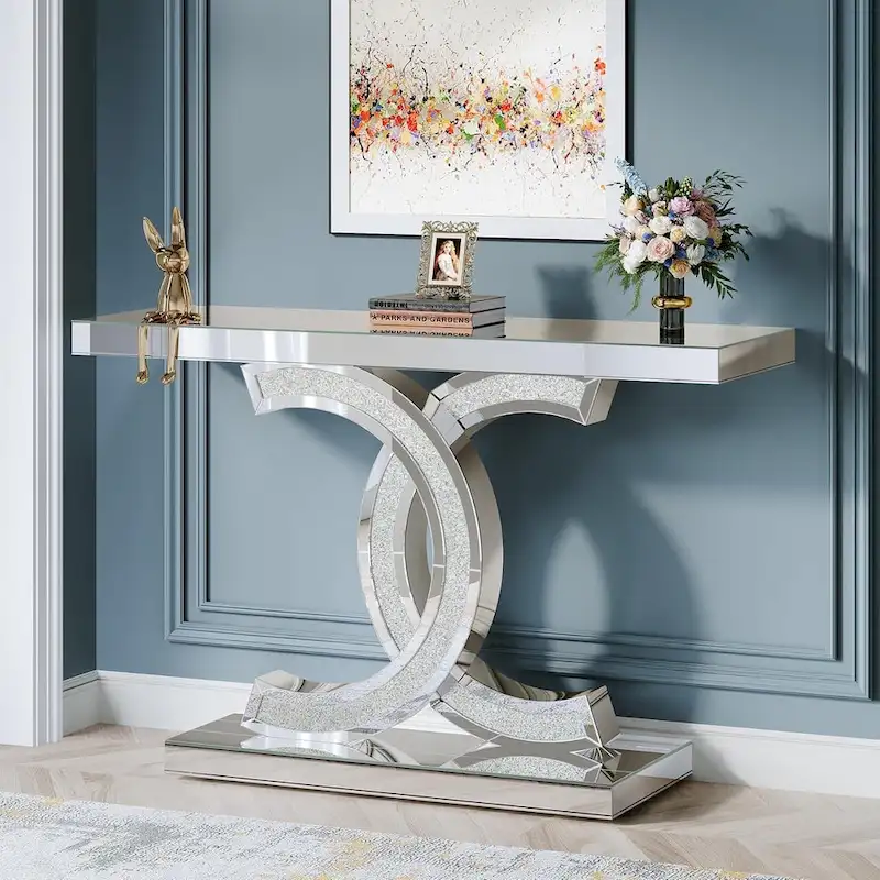 Console Table, Entryway Table with Geometric Legs, Sofa Table - 11.81D x 39.37W x 31.49H
