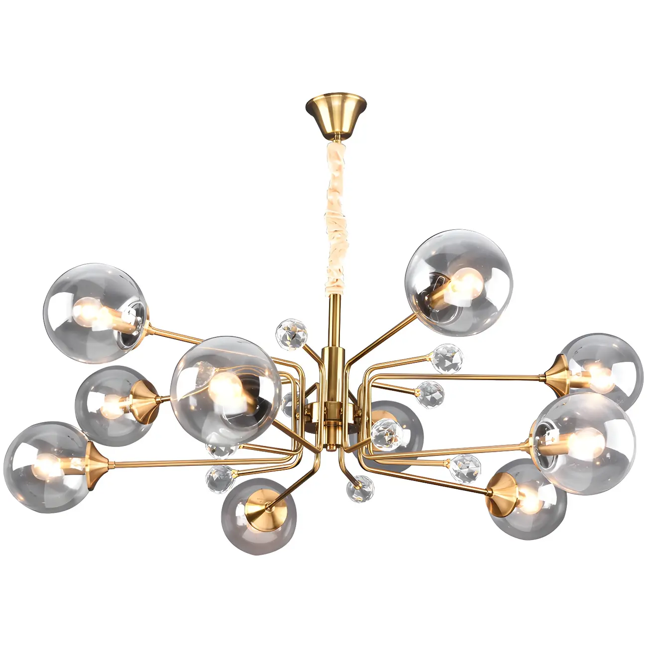 8-Light Mid-Century Modern Glass Globe Chandelier