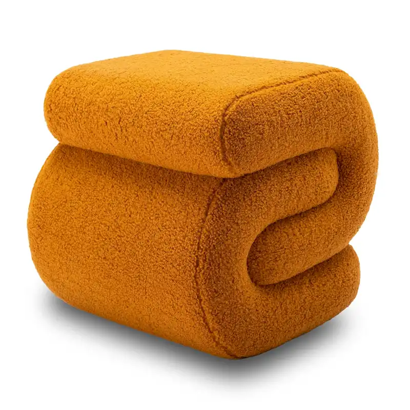 Modern S-shape Fabric Ottoman Makeup Stool Footstool