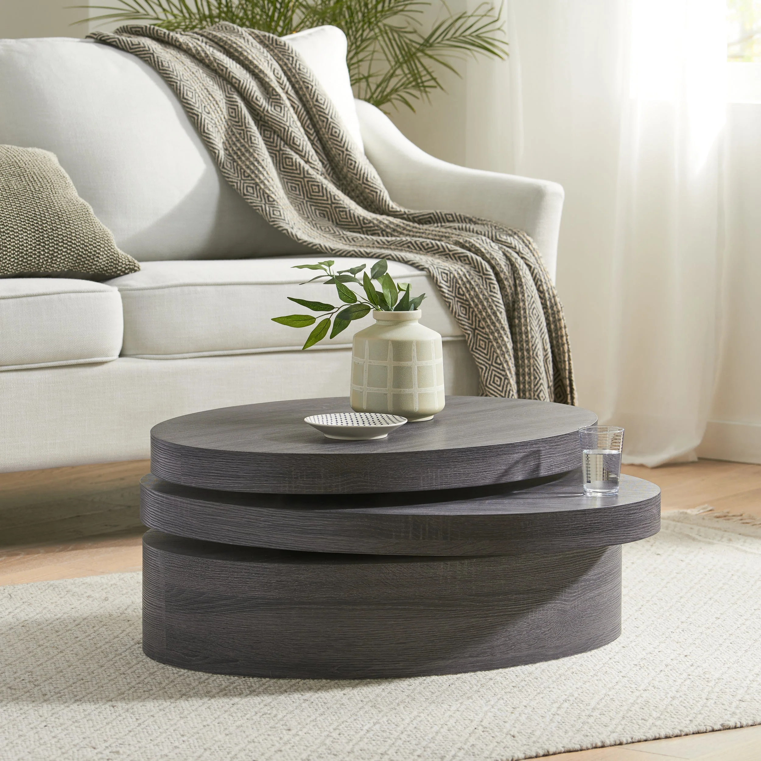 Walker Edison | Minimalist Rotating Coffee Table