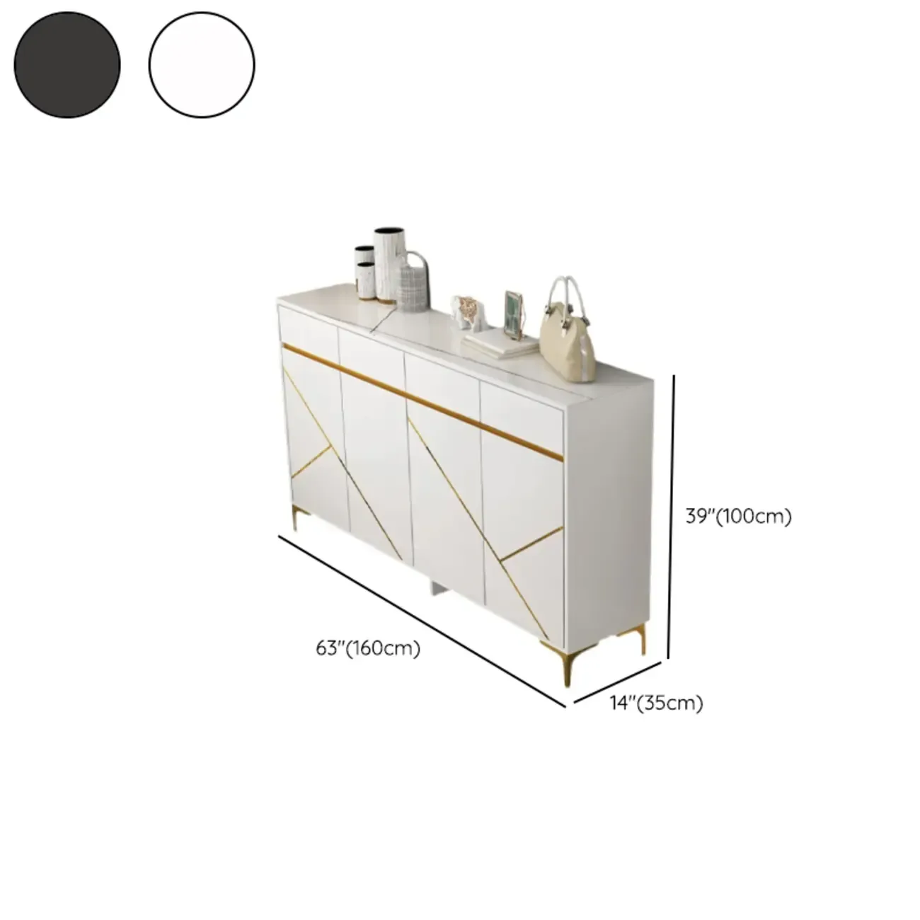 Trendy Gray Wood Shoe Cabinet with Drawers & Display Top