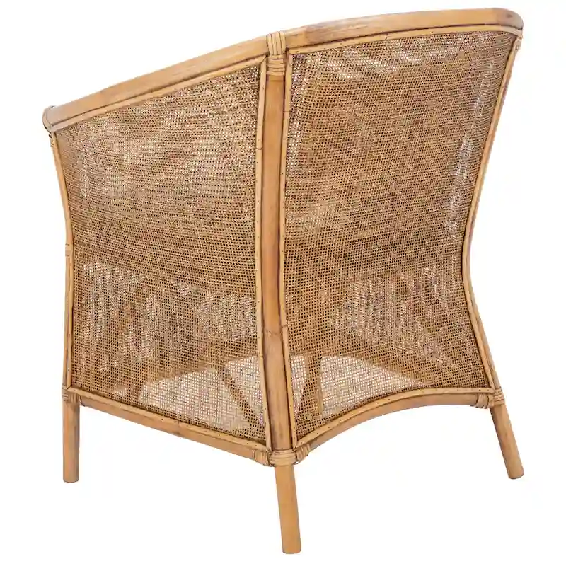 SAFAVIEH Adline Rattan Honey Brown Accent Chair with Cushion - 29.9 W x 25.6 L x 31.5 H - 30Wx26Dx32H