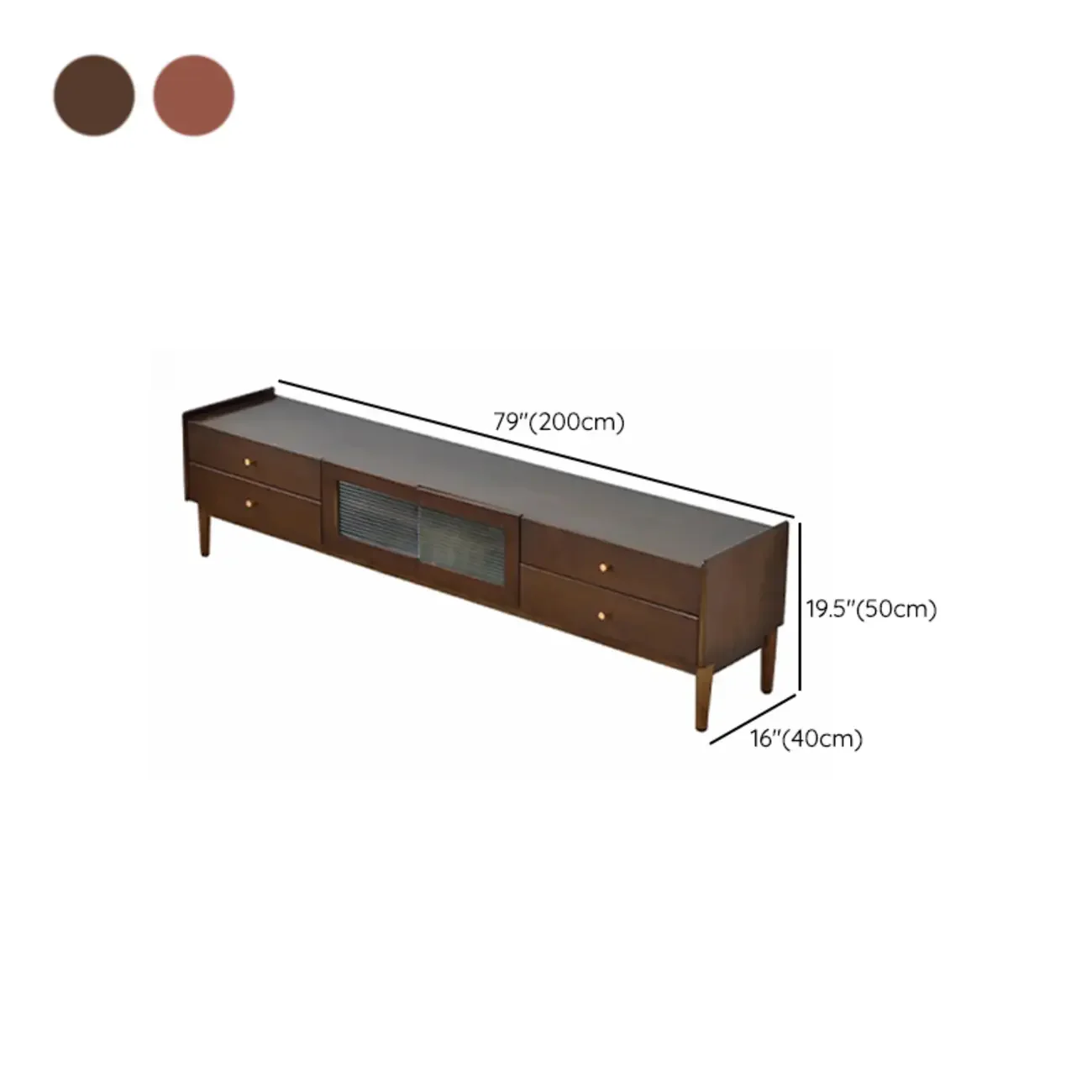 87 Living Room Walnut Wood TV Stand with Adjustable Shelves