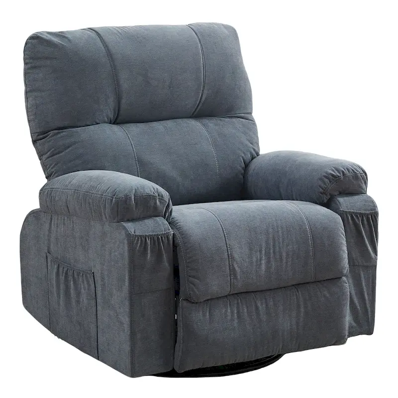 360 Linen Swivel Rocker Recliner with Side Pockets