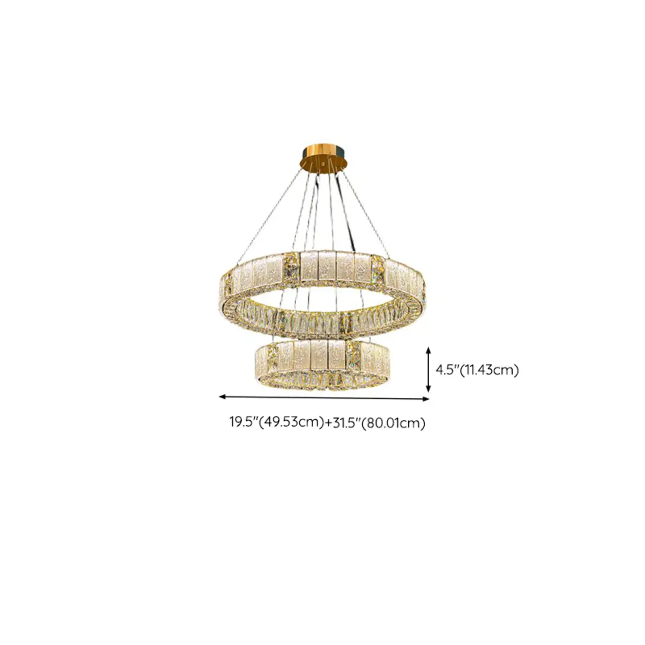 Gold Circular Crystal Linear Modern Chandelier Light