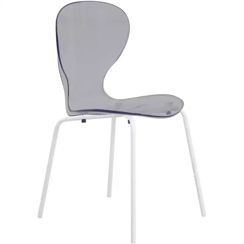LeisureMod Bristol 5-Piece Dining Set Round Dining Table, 4 Plastic Dining Chairs White Legs