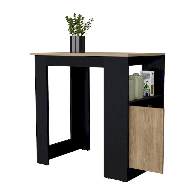 Arial Kitchen island in melamine,black/natural Oak