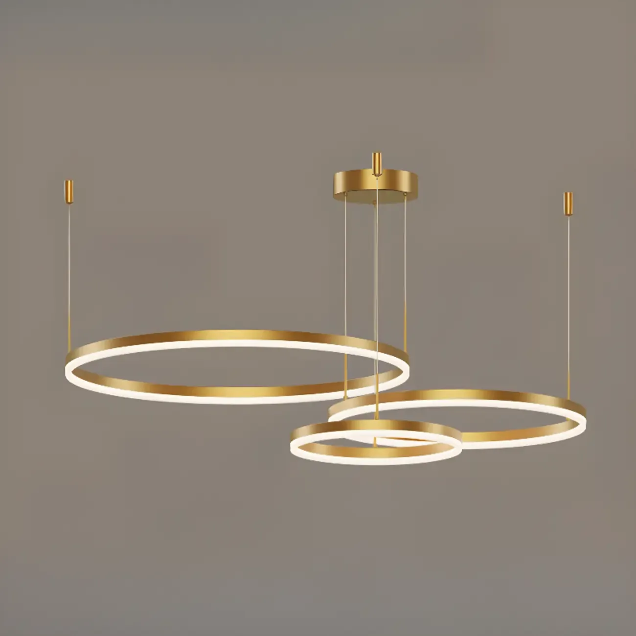 Modern Gold Multi-Circle Tiered Metal Ring LED Chandelier