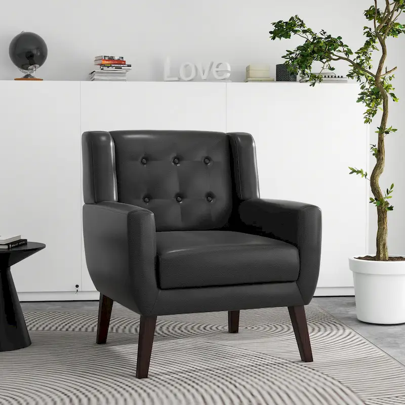 PU Leather Accent Chair Living Room Upholstered Armchair