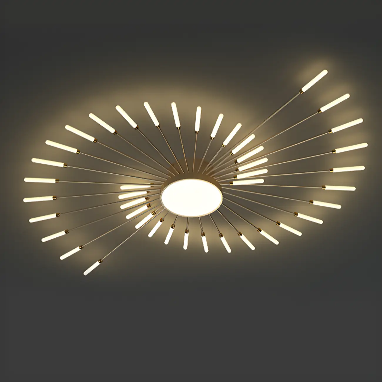 Modern Gold Metal Sputnik Semi Flush Ceiling Light