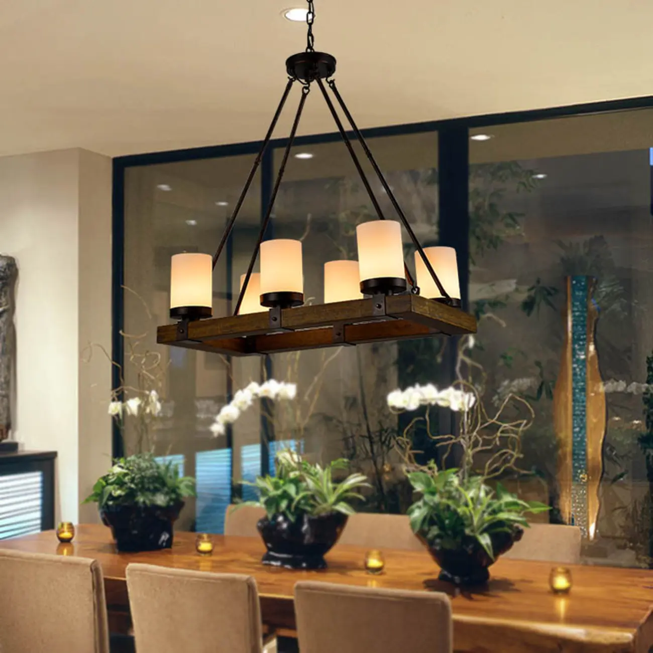 6-Light Industrial Metal Kitchen Island Pendant Lighting