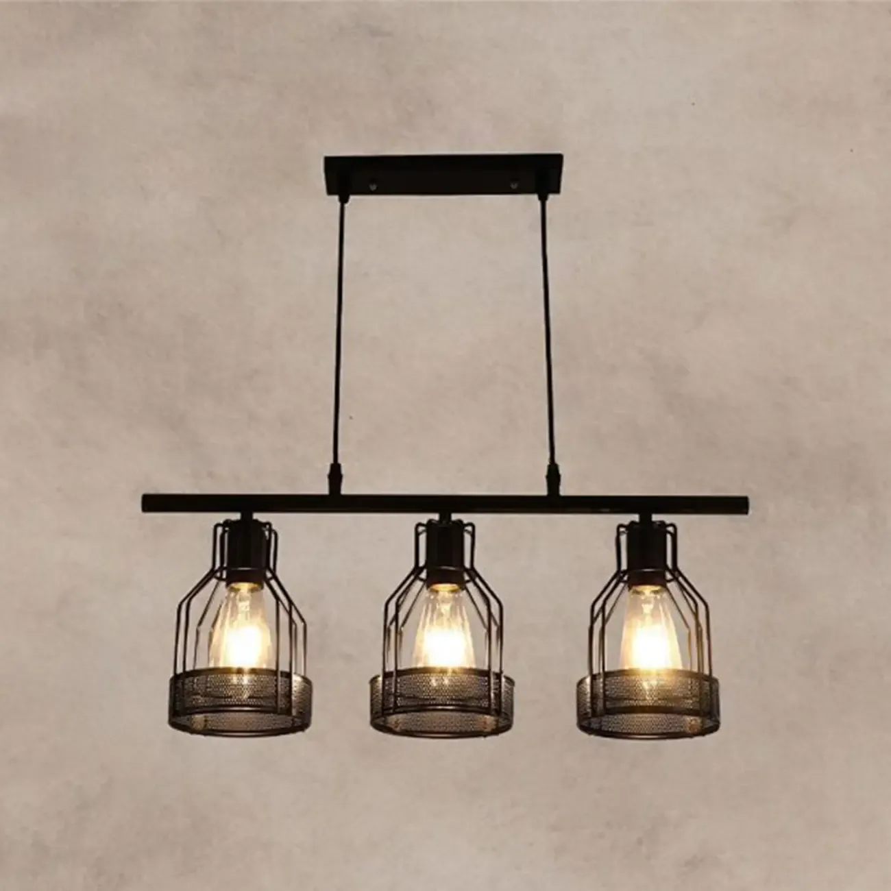 Industrial 4-Light Black Metal Bottle Pendant Light