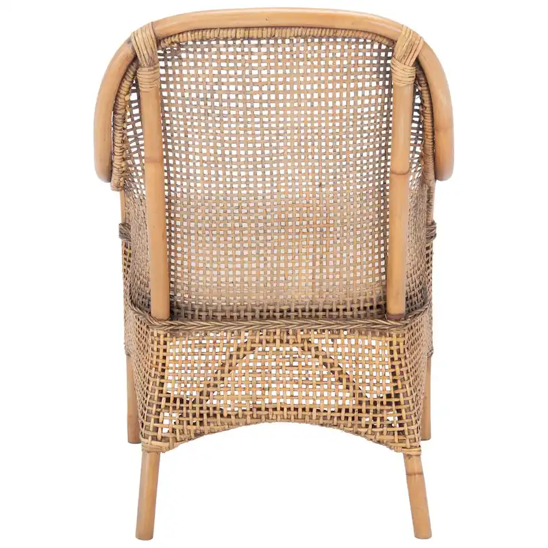 SAFAVIEH Rosalia Coastal Rattan Accent Chair with Cushion - 23.4 W x 24.8 L x 32.7 H - 23Wx25Dx33H