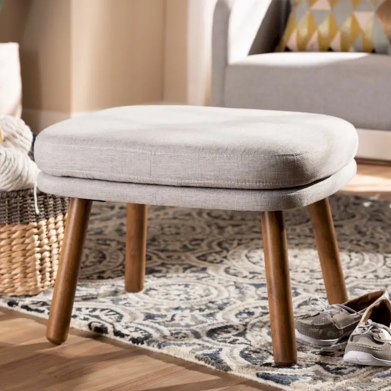 Mid-Century Fabric Upholstered Ottoman by Baxton Studio