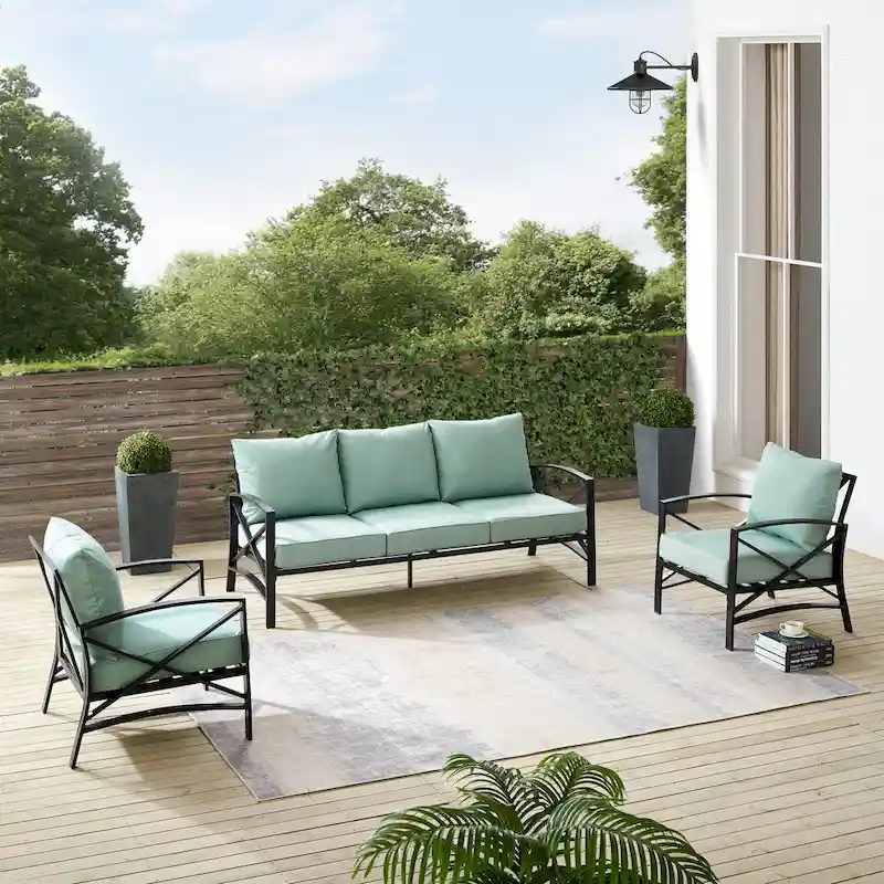 Crosley Kaplan 3Pc Outdoor Sofa Set - 147 W x 68.5 D x 32 H