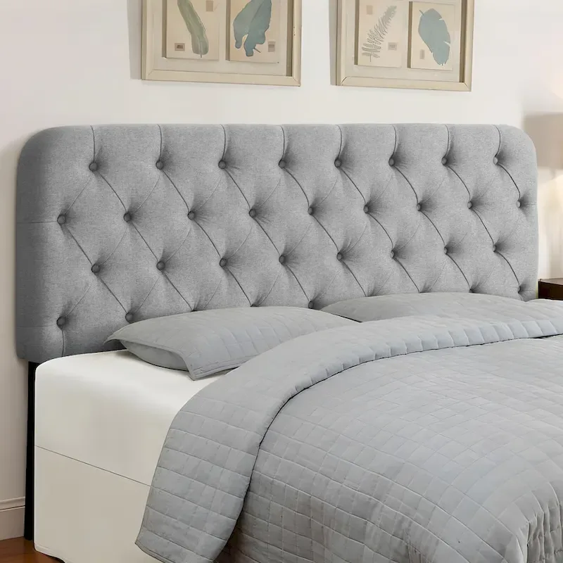 Button Tufted Upholstered Headboard Adjustable Height