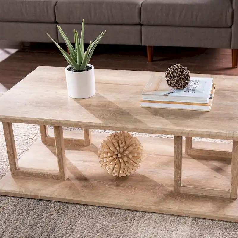 SEI Furniture Transitional Natural Wood Square Coffee Table