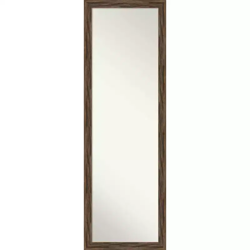 17" x 51" Regis Narrow Framed Full Length Mirror, Light Brown - Amanti Art: Door/Wall Mount, Wood Frame