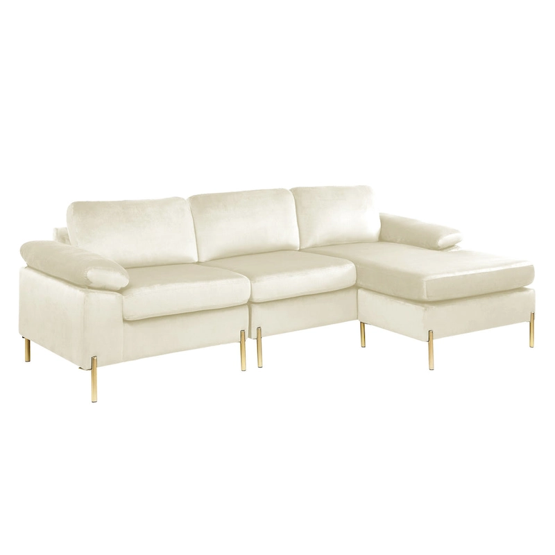 Shannon Velvet Sectional Sofa with Chaise
