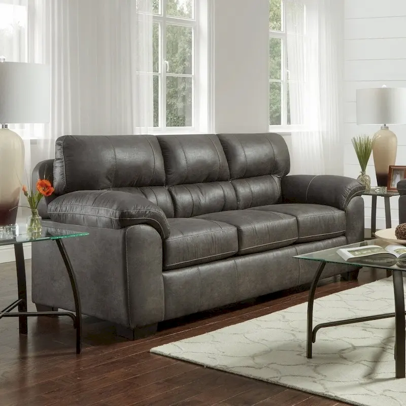 Roundhill Furniture Tirana Contemporary Fabric Pillow-top Arm Sofa and Loveseat Set in Sequoia Ash
