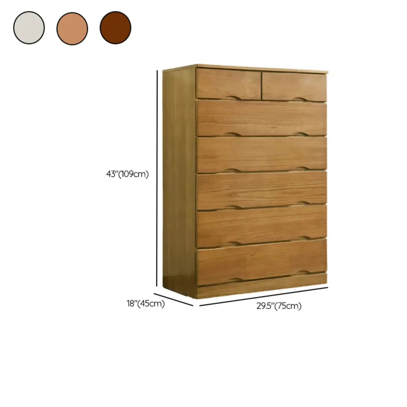 Natural Wood Double Dresser with Lockable Drawer