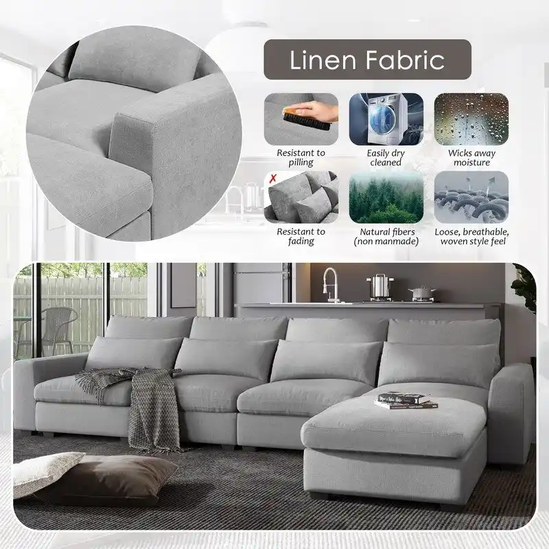Modern L-Shape Sectional Sofa with Reversible Chaise