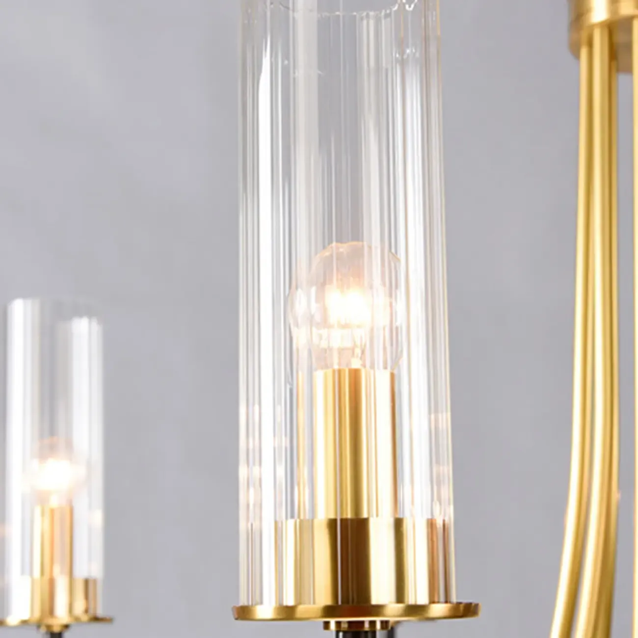 Modern Circle Black Gold Clear Glass Shade Chandelier